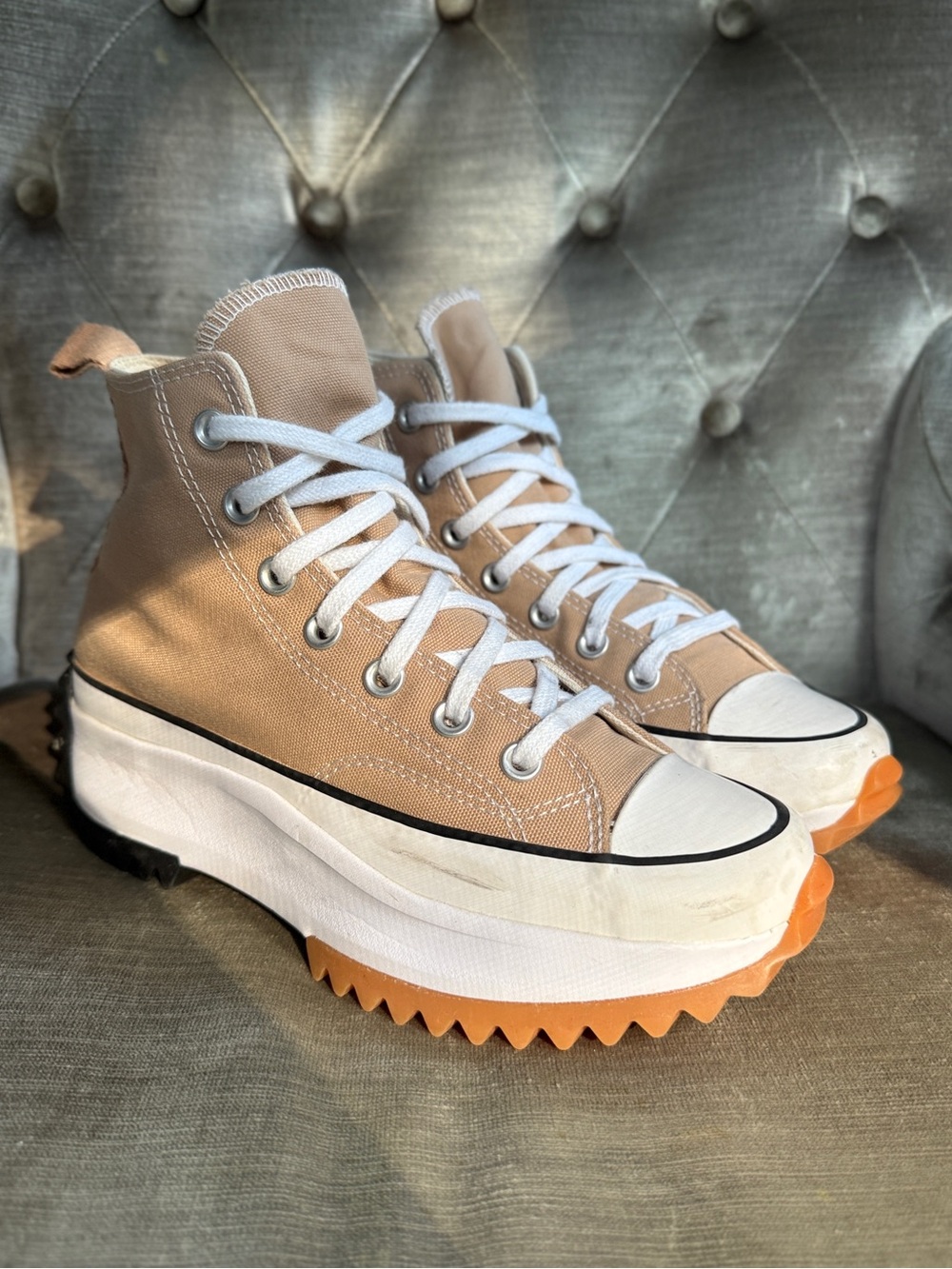 Converse Run Star Hike High Top Tan Platform Sneakers Men 5.5 Women 7
